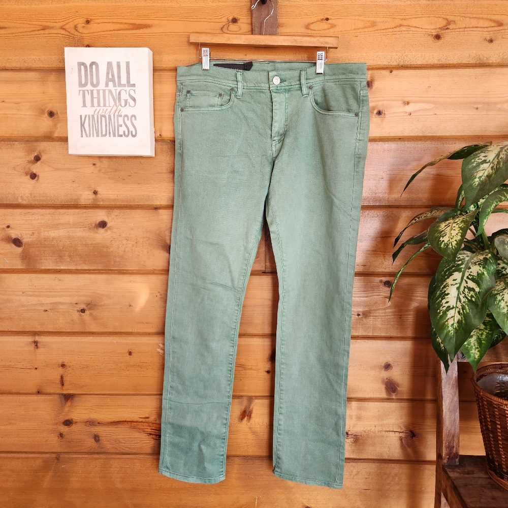 Armani Exchange A/X Mens Low Rise Slim Skinny Leg Green Denim Jeans‎ Sz 33 X 33"